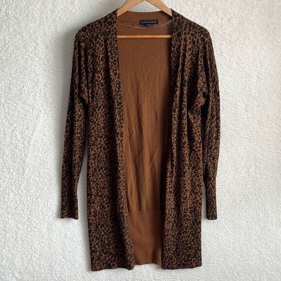 Sanctuary Cardigan Womens XS Leopard‎ Print Duster Long Open Front Sweater - Picture 1 of 6